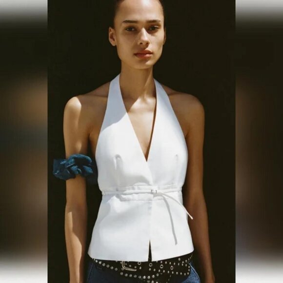 ZARA BELTED HALTER VEST TOP - Picture 1 of 6